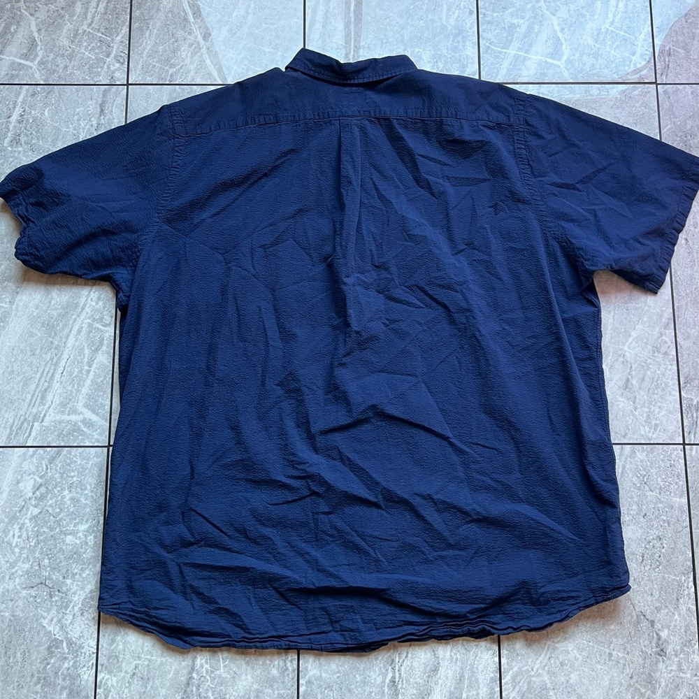 Polo Ralph Lauren Mens Navy Seersucker ShortSleeve Embroidered Pony ButtonUp4XLT - Picture 3 of 8